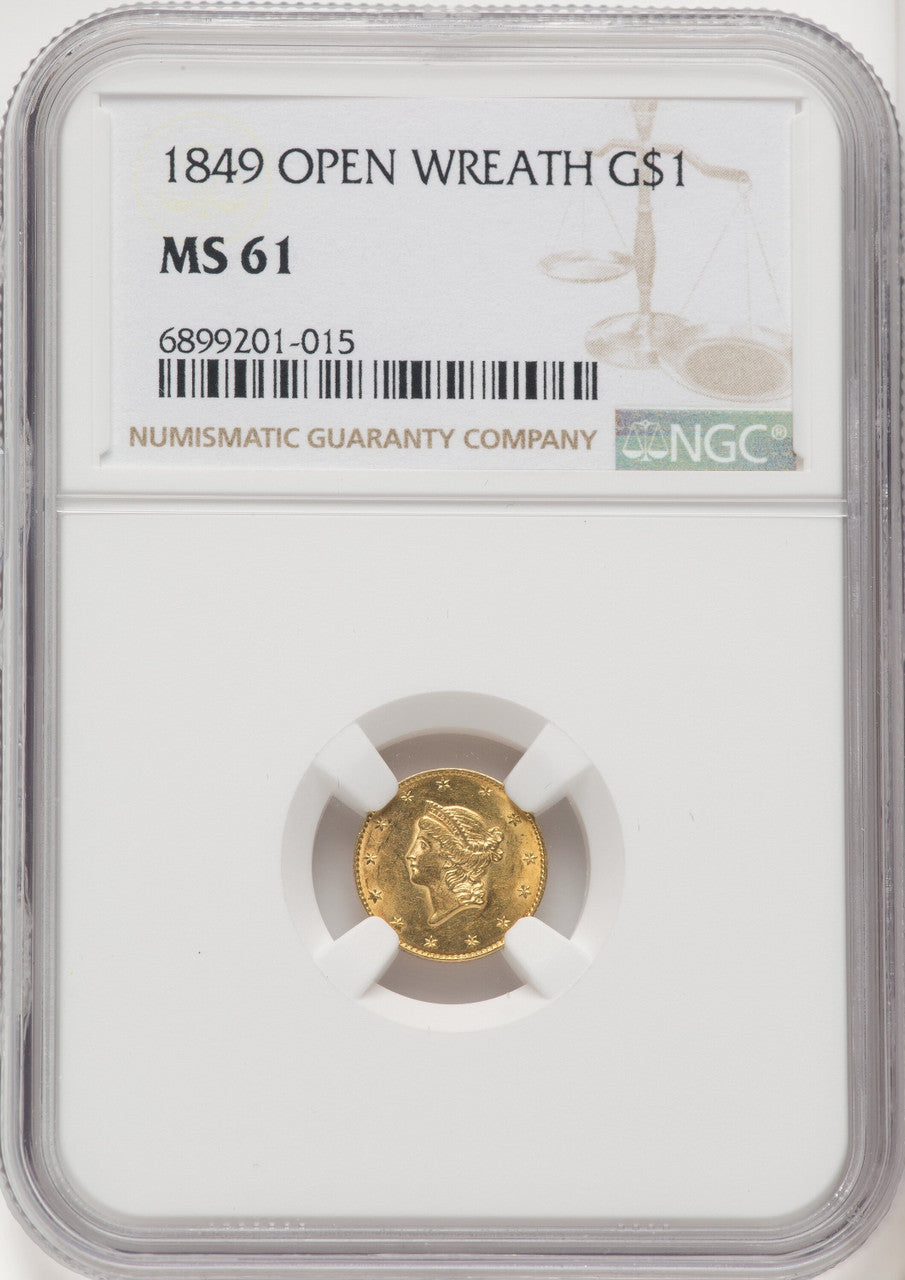 1849 G$1 Gold Dollar NGC MS61