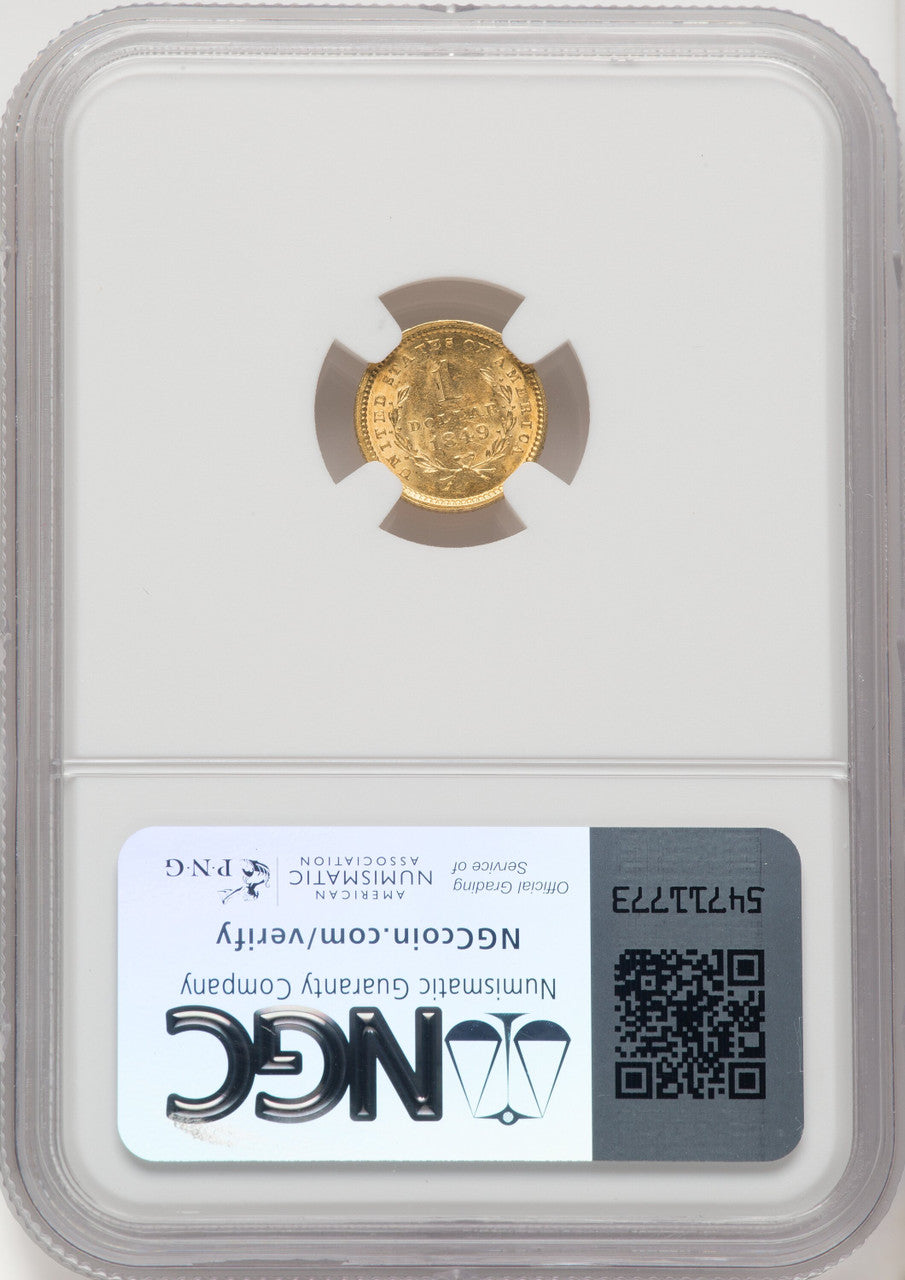 1849 G$1 Gold Dollar NGC MS61