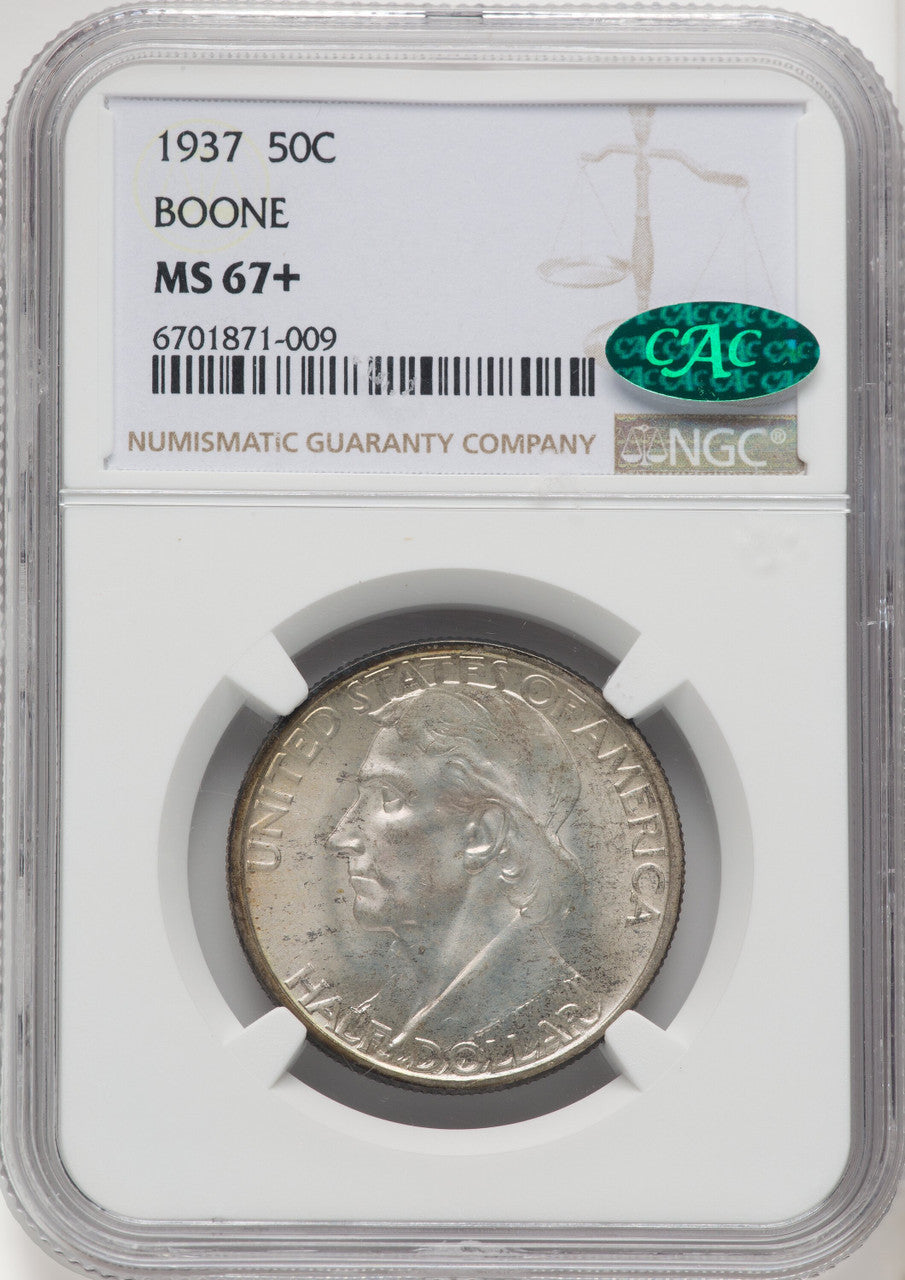 1937 50C Boone CAC Commemorative Silver NGC MS67+