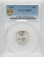 1891 10C Seated Dime PCGS MS67