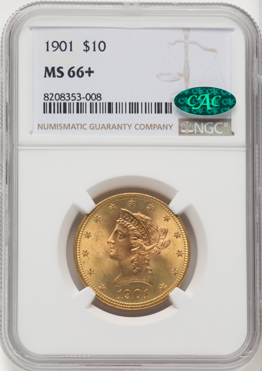 1901 $10 CAC Liberty Eagle NGC MS66+