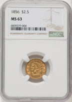 1856 $2.50 Liberty Quarter Eagle NGC MS63