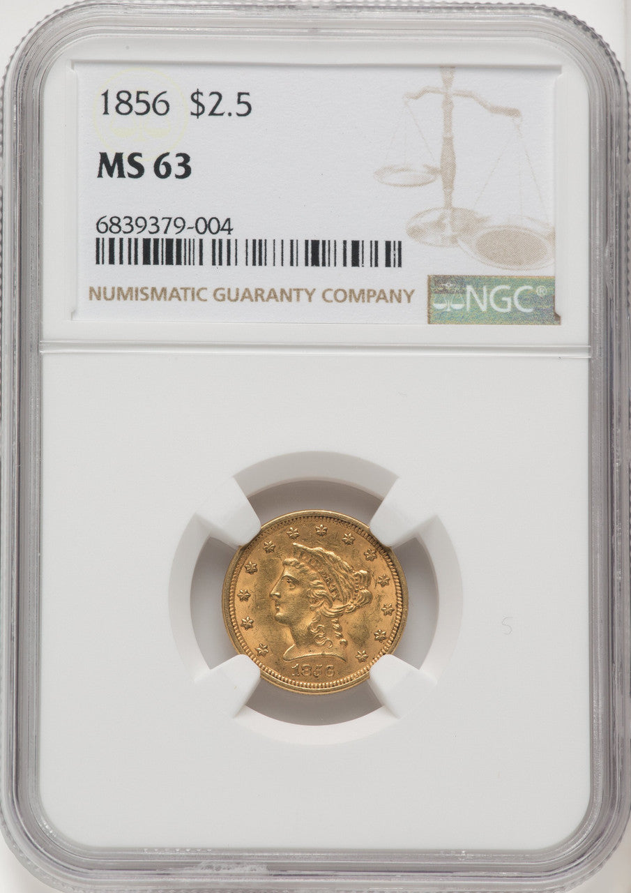 1856 $2.50 Liberty Quarter Eagle NGC MS63