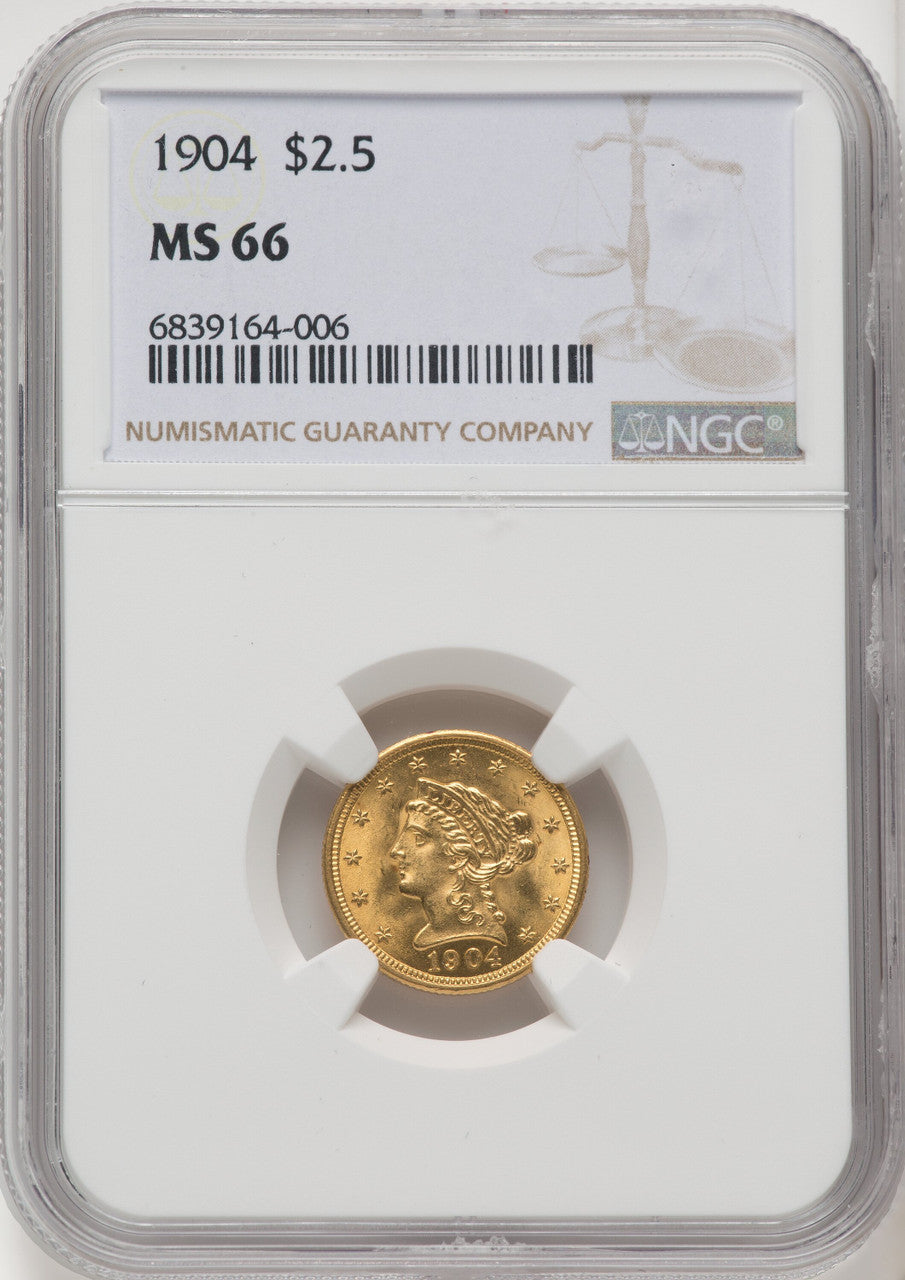 1904 $2.50 Liberty Quarter Eagle NGC MS66 (519743052)
