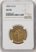 1854-S $10 Liberty Eagle NGC AU58 (519743020)