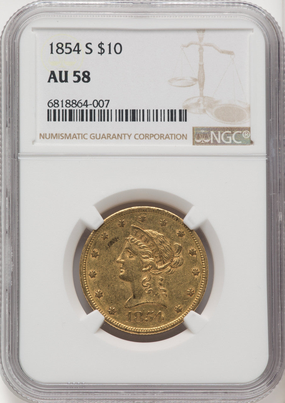 1854-S $10 Liberty Eagle NGC AU58 (519743020)
