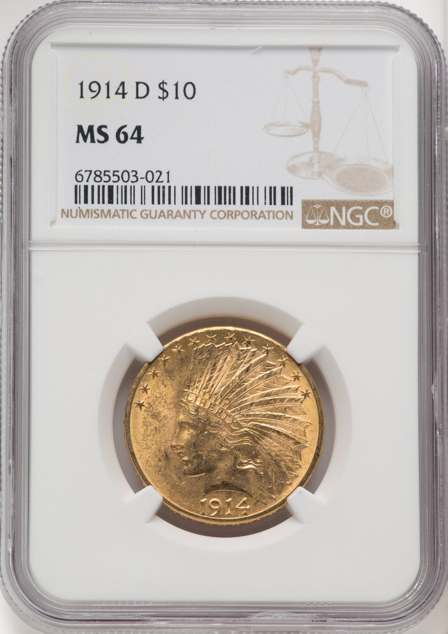 1914-D $10 Indian Eagle NGC MS64 (519743013)