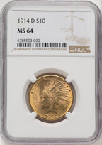 1914-D $10 Indian Eagle NGC MS64 (519743012)