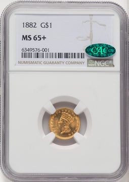 1882 G$1 CAC Gold Dollar NGC MS65+