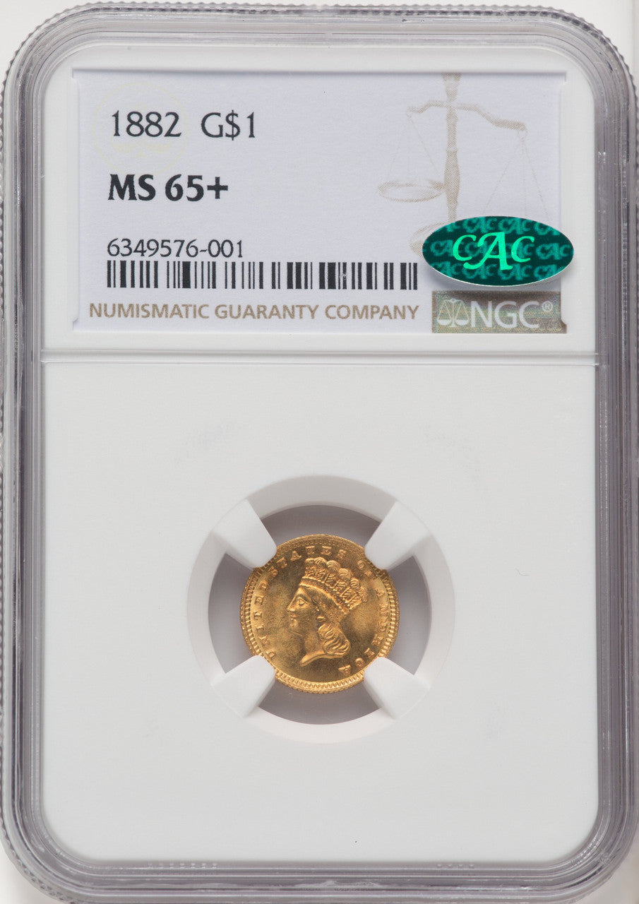 1882 G$1 CAC Gold Dollar NGC MS65+