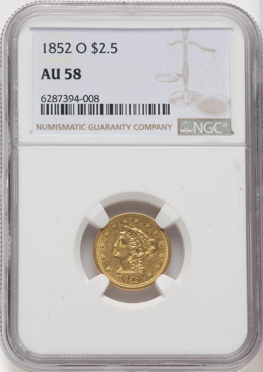 1852-O $2.50 Liberty Quarter Eagle NGC AU58 (519743078)
