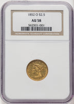 1852-O $2.50 Liberty Quarter Eagle NGC AU58 (519743077)