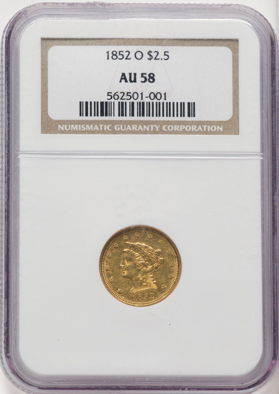 1852-O $2.50 Liberty Quarter Eagle NGC AU58 (519743077)