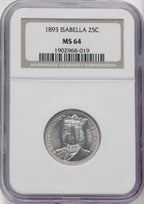 1893 25C Isabella Quarter Commemorative Silver NGC MS64 (770345026)