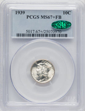 1939 10C FB CAC Mercury Dime PCGS MS67+