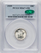 1939 10C FB CAC Mercury Dime PCGS MS67+