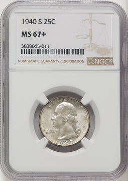 1940-S 25C Washington Quarter NGC MS67+