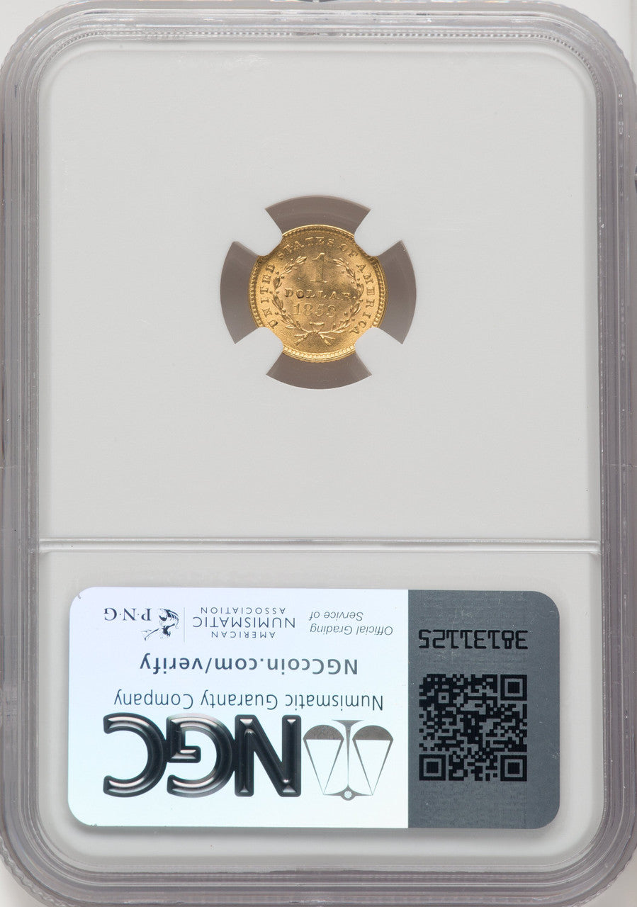 1853 G$1 Gold Dollar NGC MS66+