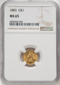 1883 G$1 Gold Dollar NGC MS65