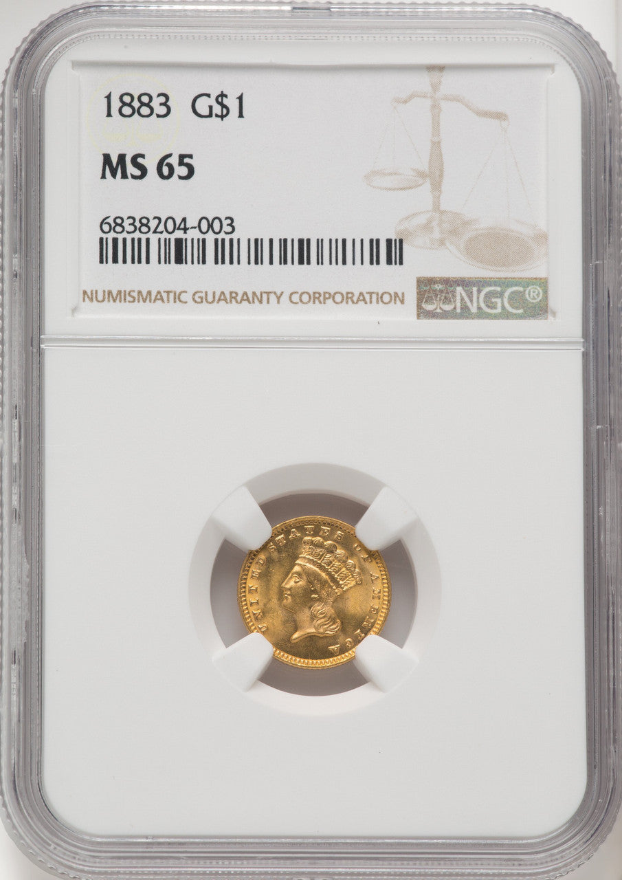 1883 G$1 Gold Dollar NGC MS65