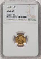 1880 G$1 Gold Dollar NGC MS65+