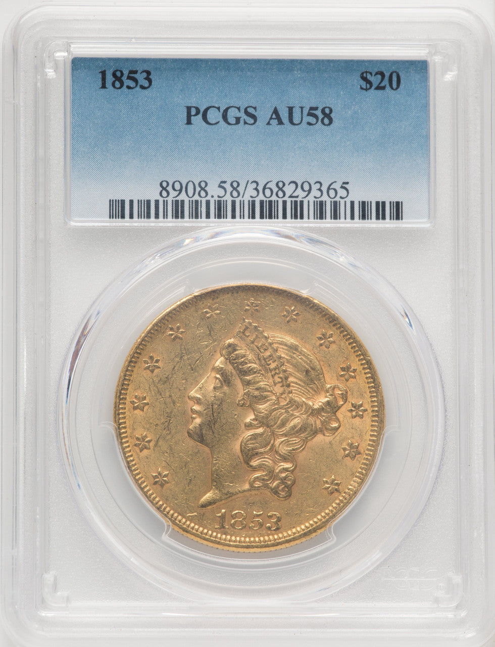 1853 $20 Liberty Double Eagle PCGS AU58 (770254037)