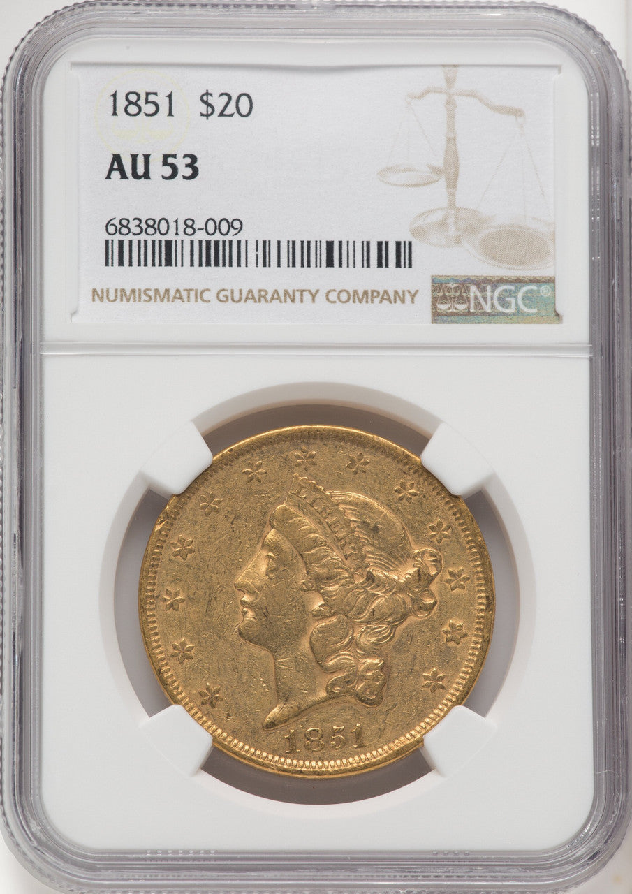 1851 $20 Liberty Double Eagle NGC AU53 (770254036)