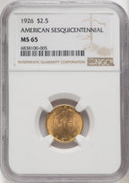 1926 $2.50 SESQUI Commemorative Gold NGC MS65 (770254053)