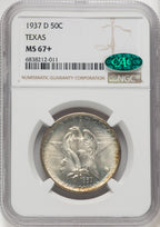 1937-D 50C Texas CAC Commemorative Silver NGC MS67+