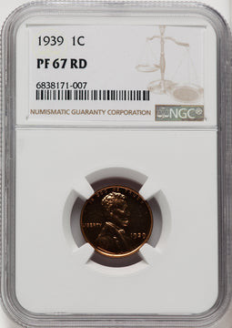 1939 1C RD Proof Lincoln Cent NGC PR67 (770254002)
