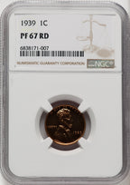 1939 1C RD Proof Lincoln Cent NGC PR67 (770254002)