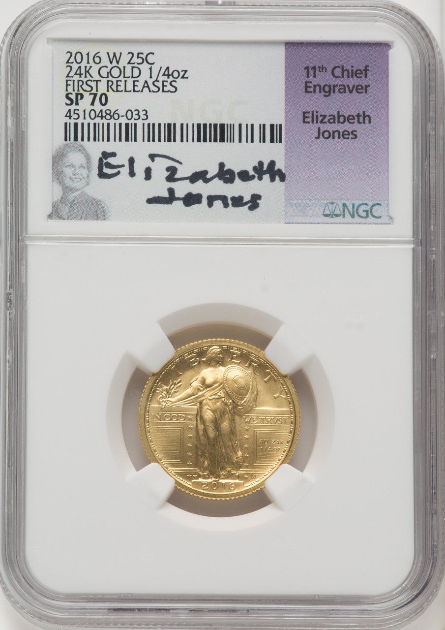 2016-W 25C Standing Liberty Quarter-Ounce Gold 100th Anniversary NGC MS70 (770419004)