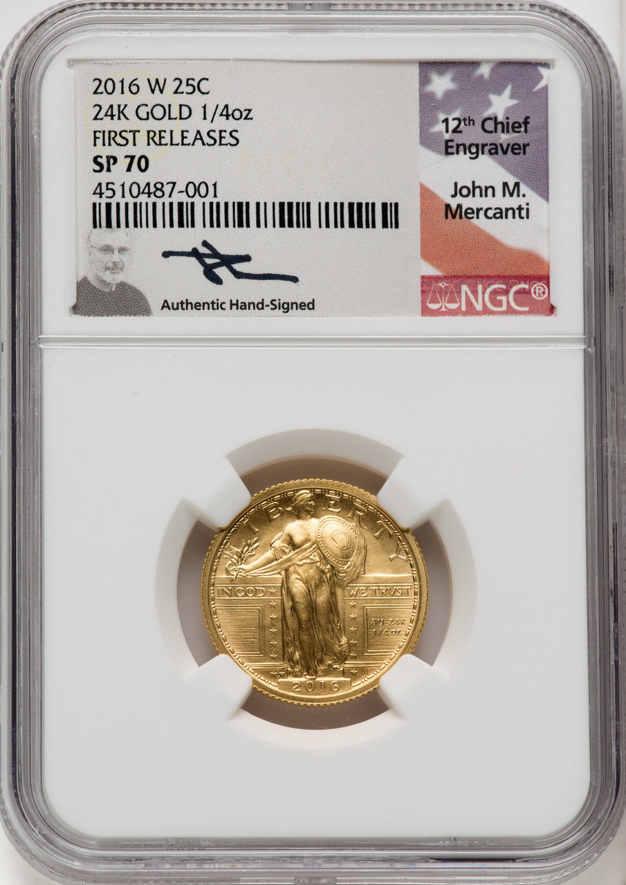 2016-W 25C Standing Liberty Quarter-Ounce Gold 100th Anniversary NGC MS70 (770419003)