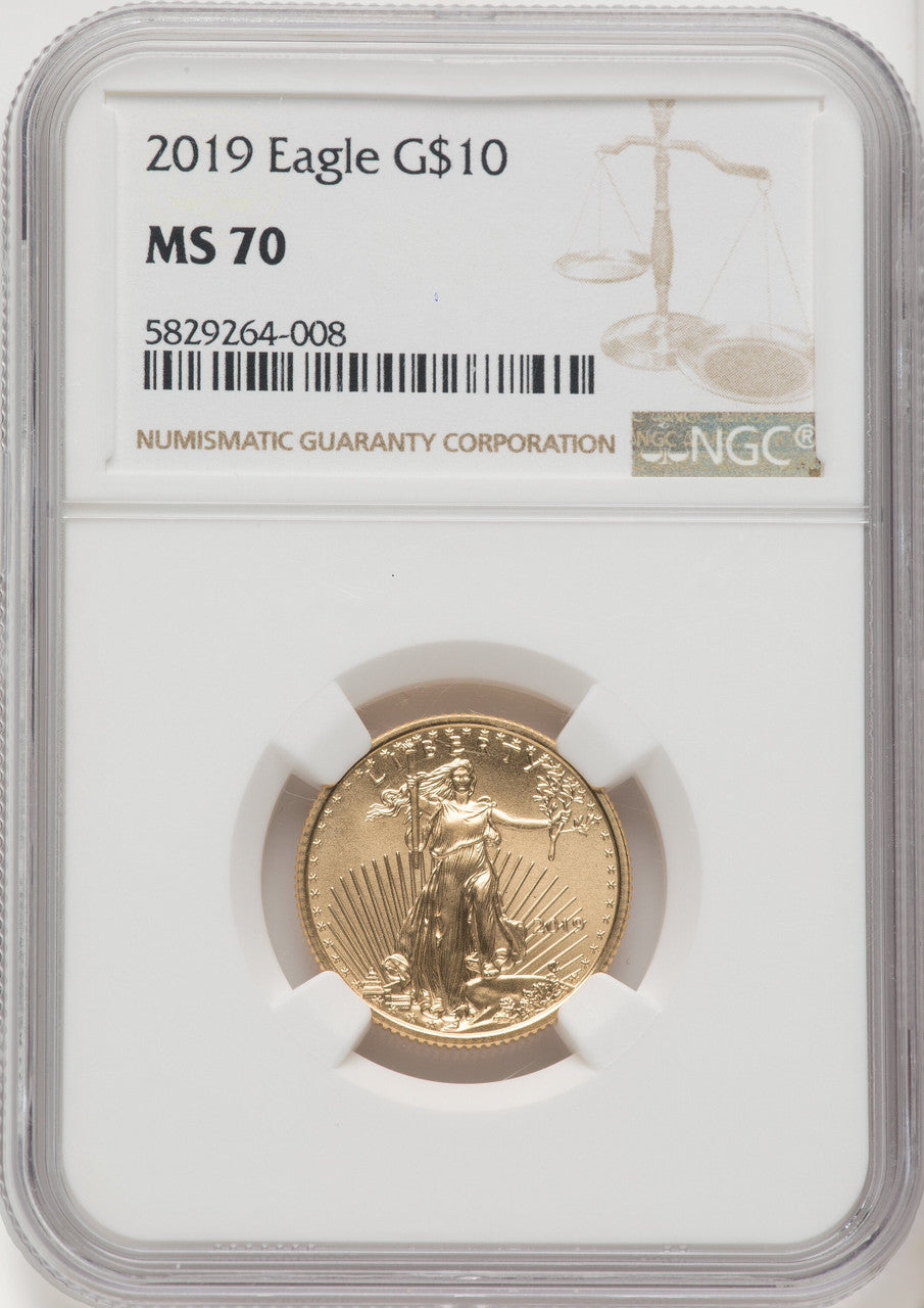 2019 $10 Quarter Ounce Gold Eagle Brown Label NGC MS70