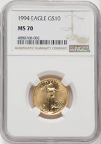 1994 $10 Quarter-Ounce Gold Eagle Brown Label NGC MS70
