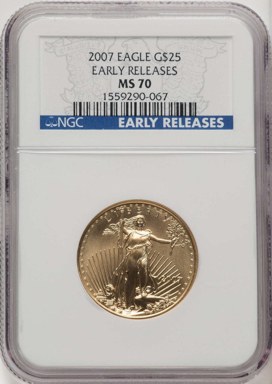 2007 $25 Half-Ounce Gold Eagle First Strike ER Blue NGC MS70