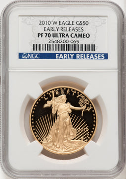 2010-W $50 One-Ounce Gold Eagle First Strike ER Blue NGC PF70
