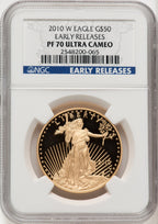 2010-W $50 One-Ounce Gold Eagle First Strike ER Blue NGC PF70