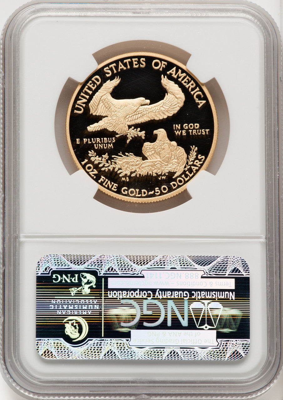 2010-W $50 One-Ounce Gold Eagle First Strike ER Blue NGC PF70