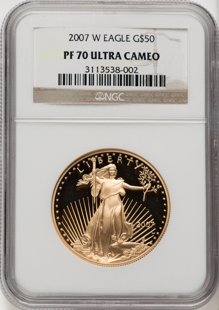2007-W $50 One-Ounce Gold Eagle Brown Label NGC PF70 (770380003)