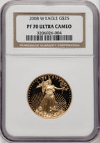 2008-W $25 Half-Ounce Gold Eagle Brown Label NGC PF70