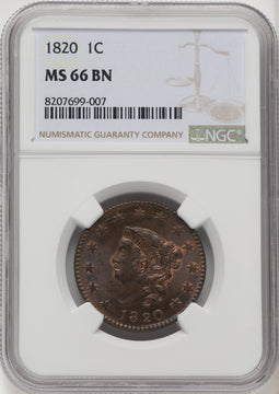 1820 Large Date BN Large Cent NGC MS66