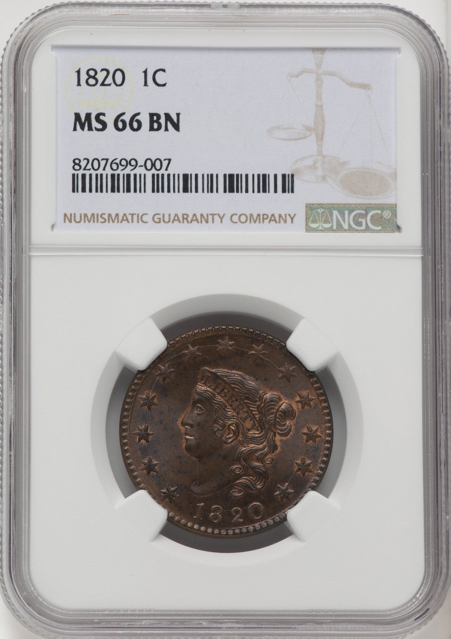 1820 Large Date BN Large Cent NGC MS66