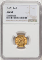1906 $2.50 Liberty Quarter Eagle NGC MS66 (910480061)