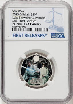 2023 G.Briain Star Wars Luke Skywalker & Princess Leia PF70 NGC