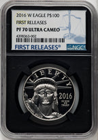 2016-W $100 One-Ounce Platinum Eagle First Strike FR Blue NGC PF70 (770462090)