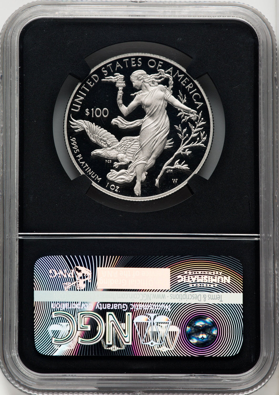 2016-W $100 One-Ounce Platinum Eagle First Strike FR Blue NGC PF70 (770462090)