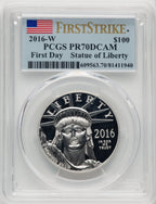 2016-W $100 One-Ounce Platinum Eagle First Day of Issue FS Flag PCGS PR70