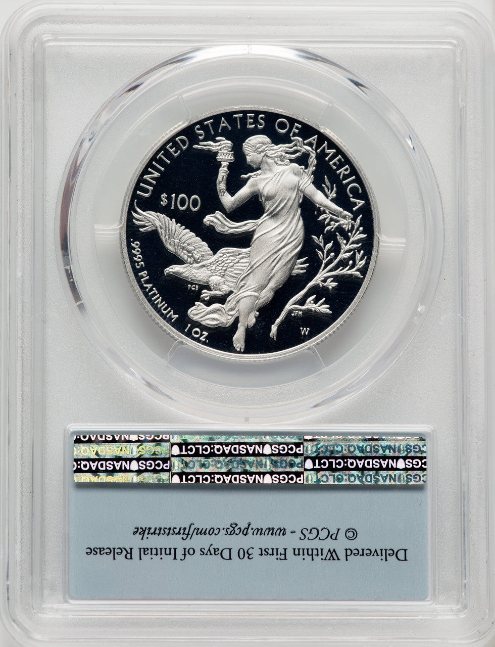 2016-W $100 One-Ounce Platinum Eagle First Day of Issue FS Flag PCGS PR70