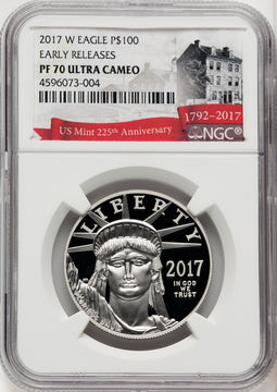 2017-W $100 One-Ounce Platinum Eagle Statue of Liberty 20th Anniversary First Strike NGC PF70